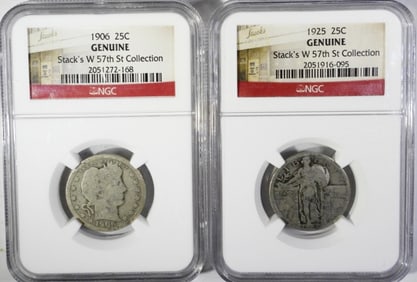 (2) VTG SILVER QUARTERS NGC GENUINE