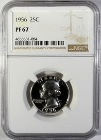 1956 WASHINGTON QTR NGC PF67