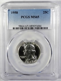 1958 WASHINGTON QTR PCGS MS65