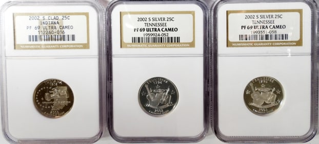 (2) SILVER (1) CLAD STATE QTRS NGC !