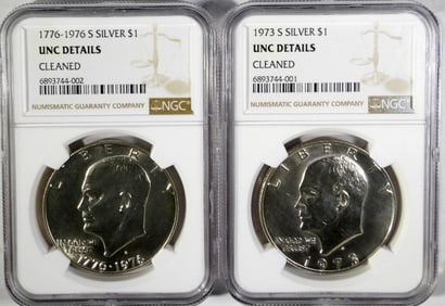 (2) SILVER EISENHOWER NGC UNC