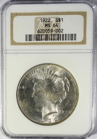 1922  PEACE DOLLAR  NGC MS 63