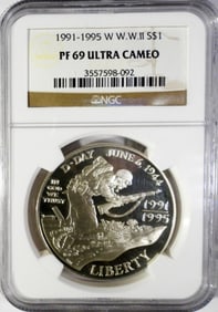 1991-1995-W S$1  W.W.II  D-DAY  NGC PF 69