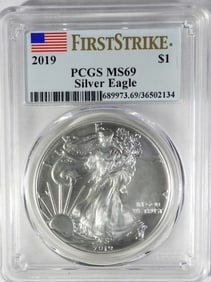 2019 AMERICAN SILVER EAGLE PCGS MS69