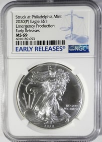 2020(P) AMERICAN SILVER EAGLE NGC MS69