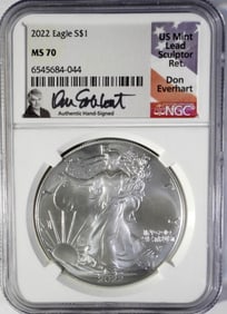 2022 AM SILVER EAGLE SIGNED NGC MS70