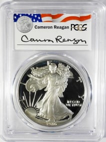 1986-S AMERICAN SILVER EAGLE PCGS PR69DCAM