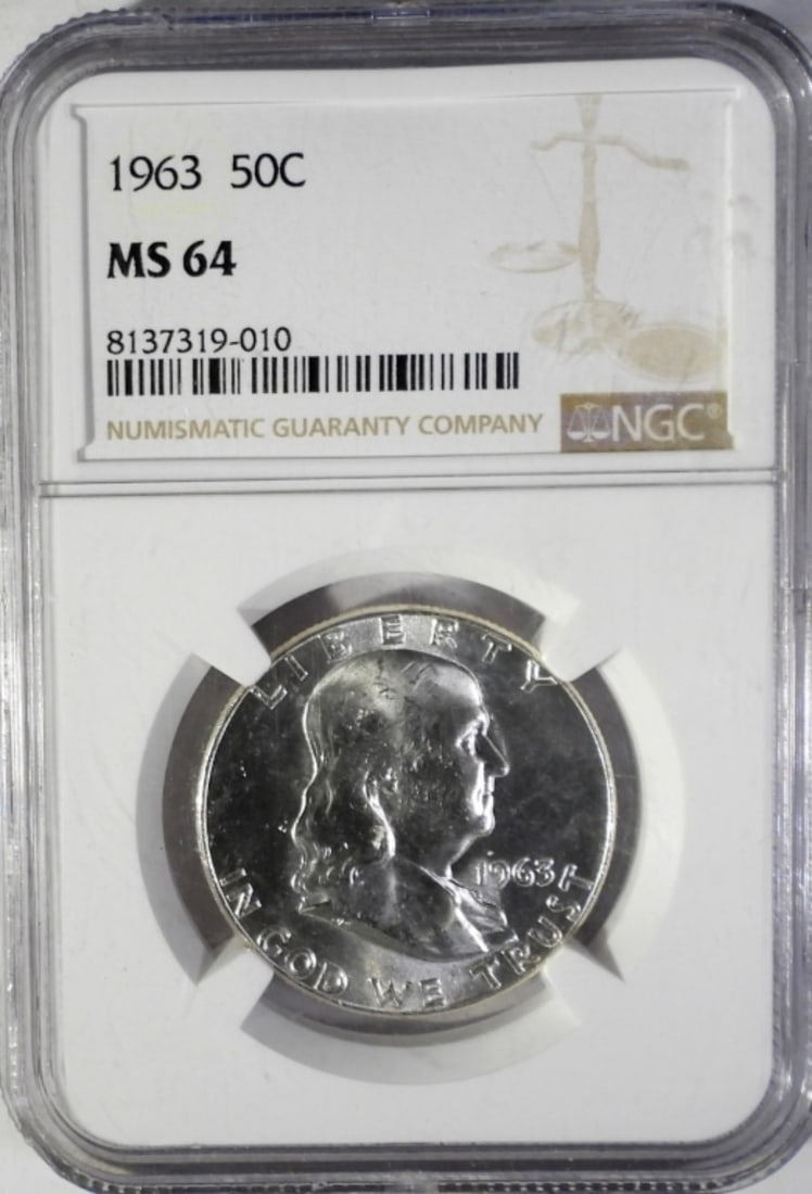 1963 FRANKLIN HALF NGC MS64: VINTAGE AUCTIONS for ALL YOUR BIDDING!
