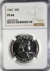 1962 FRANKLIN HALF NGC PF64