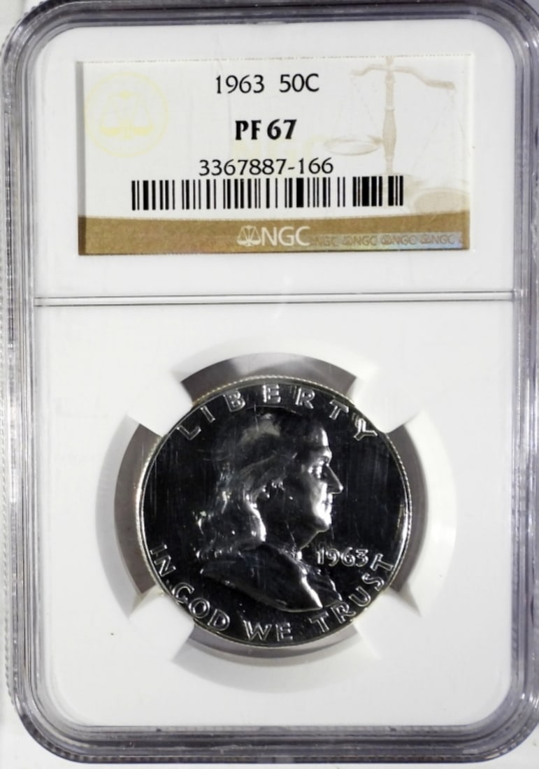1963 FRANKLIN HALF NGC PF67: BID NOW!
