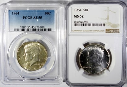 (2) 1964 KENNEDY HALF NGC & PCGS