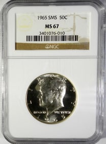1965 SMS KENNEDY HALF NGC MS67