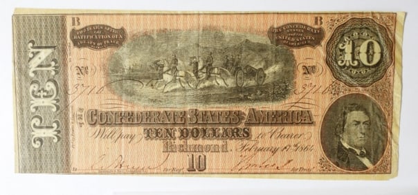 1864 $10 CONFEDERATE NOTE
