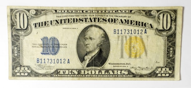 1934 A $10 DOLLAR SILVER CIRTIFICATE