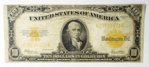 1922 $10 GOLD CERTIFICATE