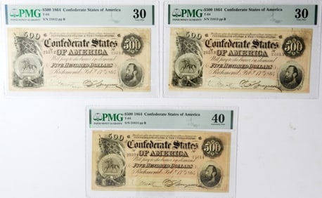 3-1864 $500 CONFED NOTE CONSEC SER #'S