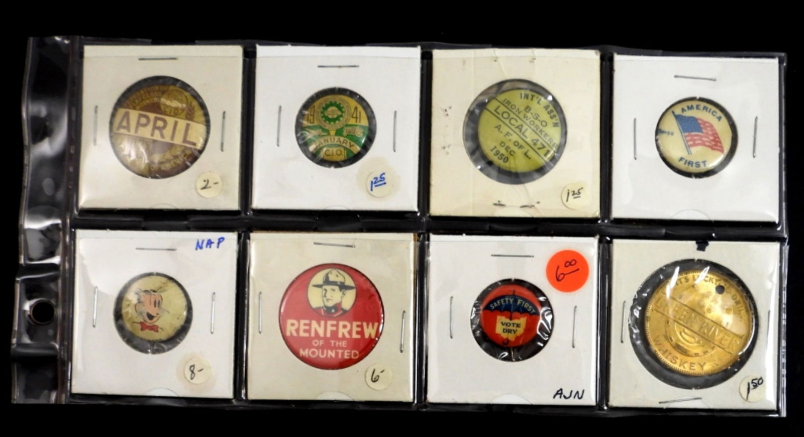 (8) VINTAGE PINS / COINS LOT (1 of 4)