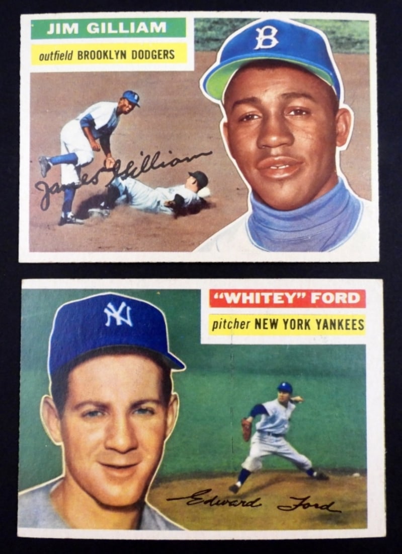1956 TOPPS WHITEY FORD & JIM GILLIAM: Exs