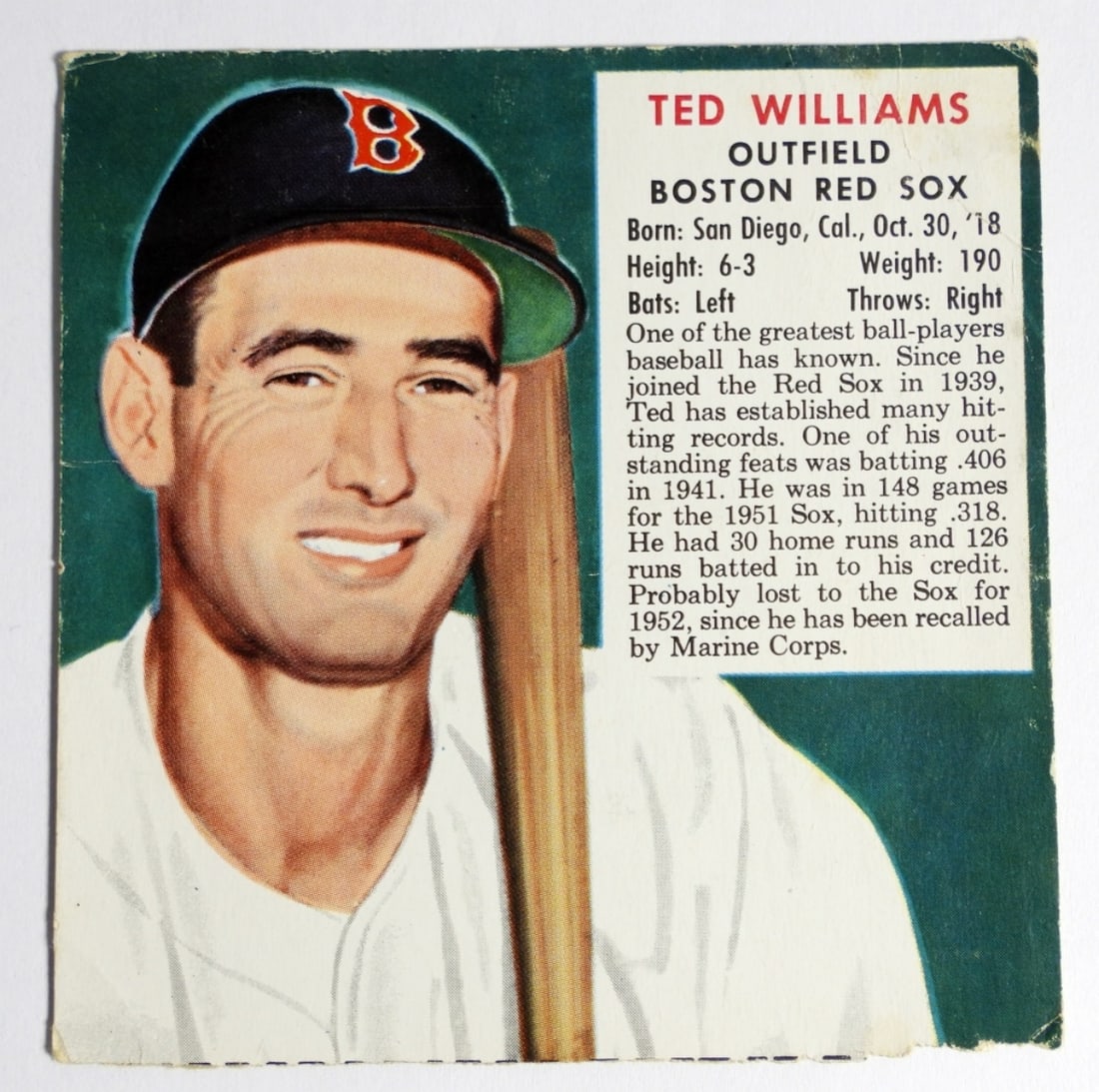 1952 RED MAN TED WILLIAMS no tab (1 of 2)
