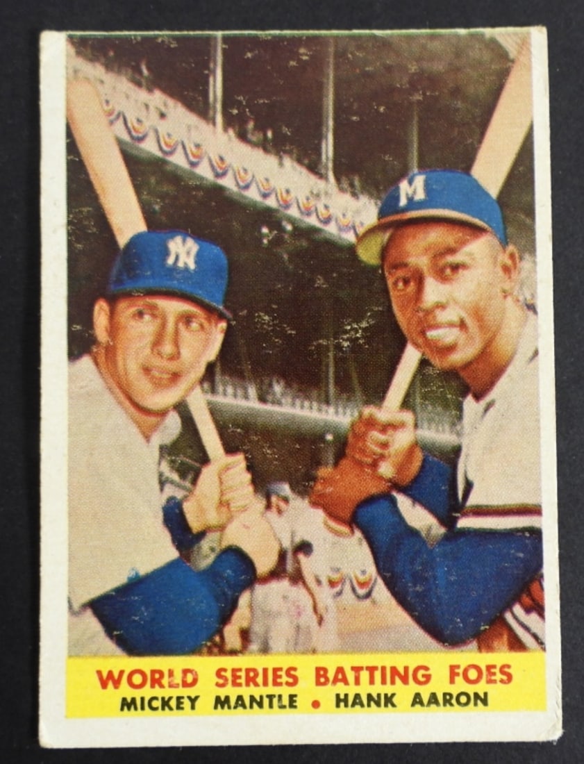 1958 TOPPS #418 BATTING FOES MANTLE/ (1 of 2)