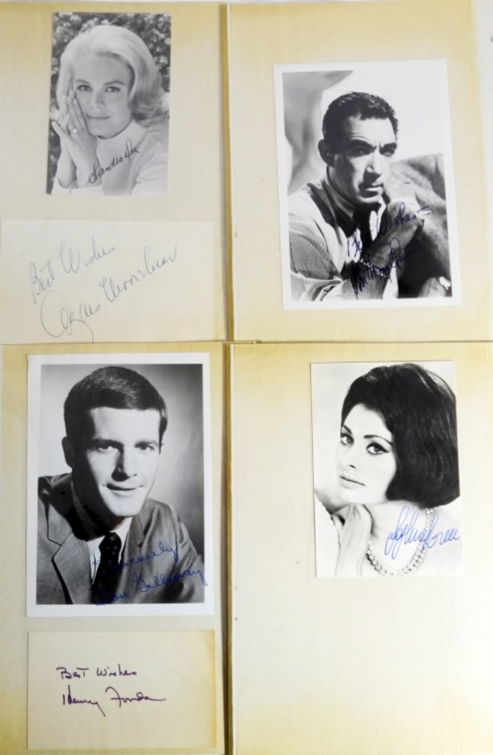 (5) FAMOUS HEAD SHOTS AND AUTOGRAPHS: (5) FAMOUS HEAD SHOTS AND AUTOGRAPHS ,DON GALLAWAY, ANTHONY QUIN ,SOPHIA LOREN & MORE