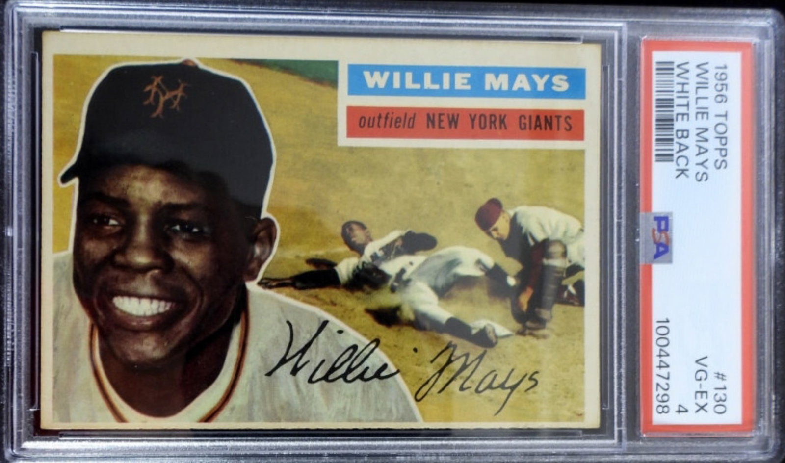 1956 TOPPS#130 WILLIE MAYS PSA 4: 1956 TOPPS#130 WILLIE MAYS PSA 4