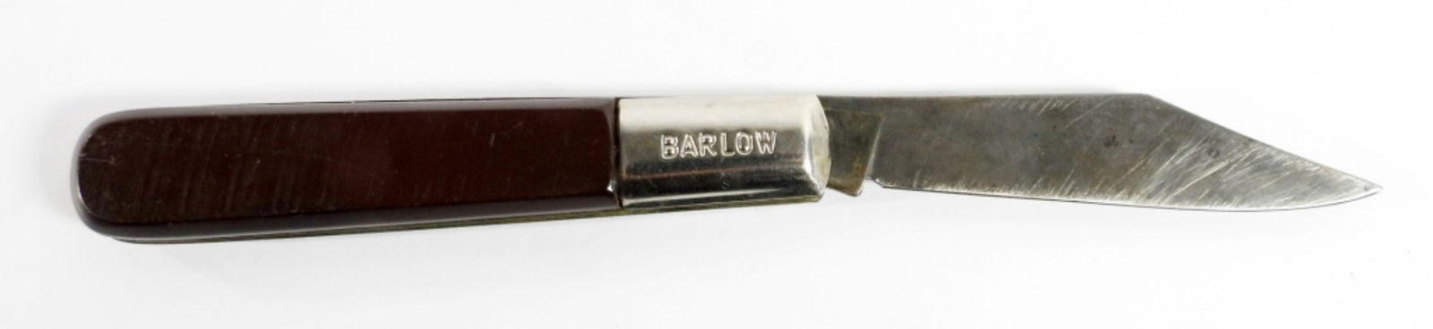 VINTAGE BARLOW SABRE IRELAND SINGLE BLADE: VINTAGE BARLOW SABRE IRELAND SINGLE BLADE POCKET KNIFE. BROWN HANDLE , 21" OPEN