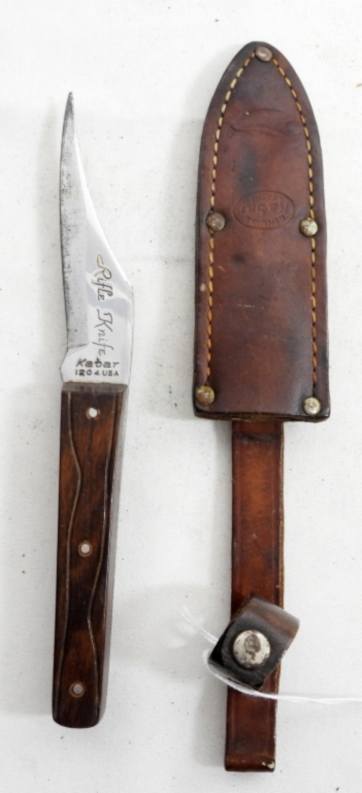 KA-BAR RIFLE KNIFE 1204 w/ SHEATH: 7 3/4" LONG VINTAGE PIECE