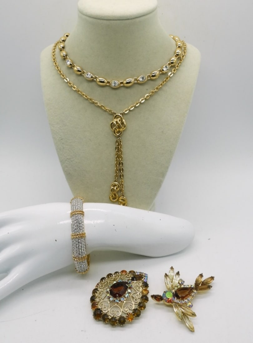VTG EARTH TONE RHINESTONE JEWELRY (1 of 4)