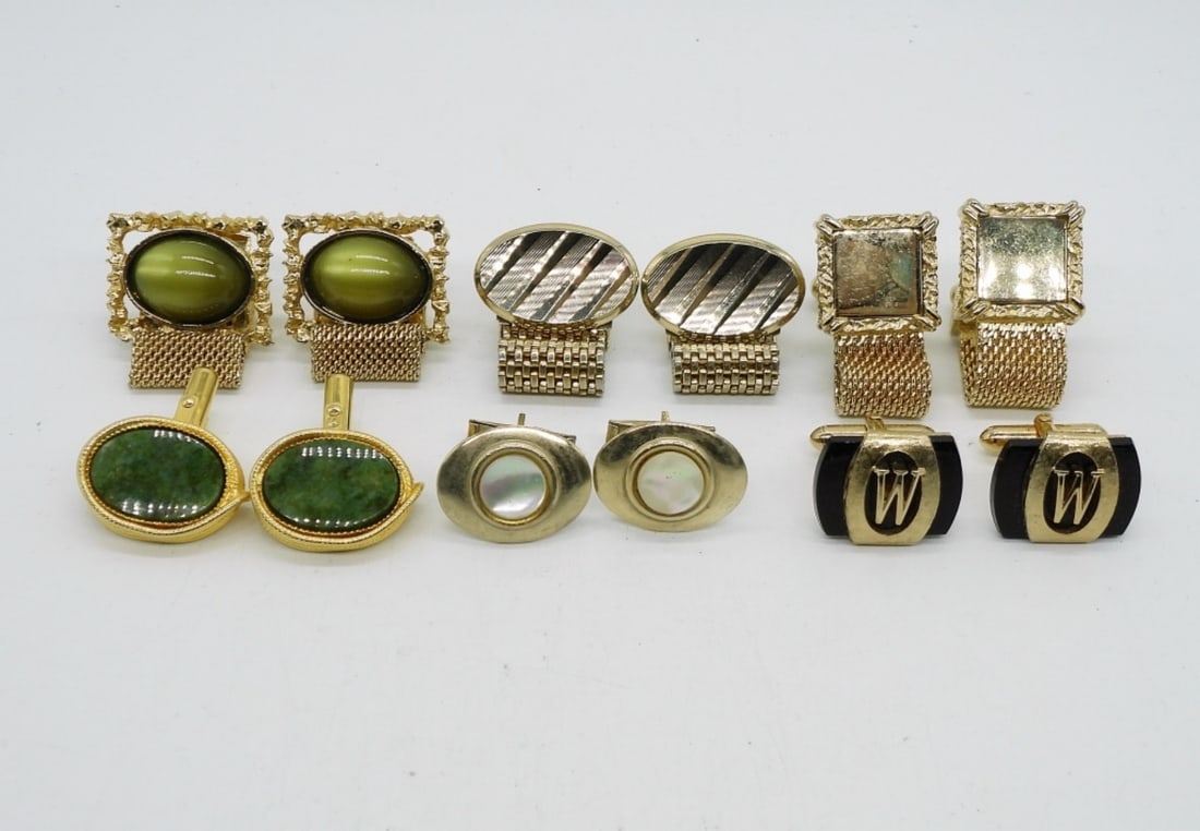 (6) GOLD TONE VINTAGE CUFF LINKS (1 of 1)