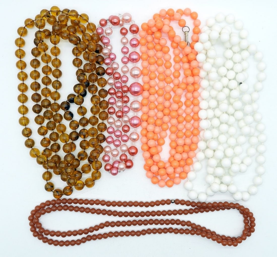 (5) VINTAGE BEADED NECKLACES (1 of 1)