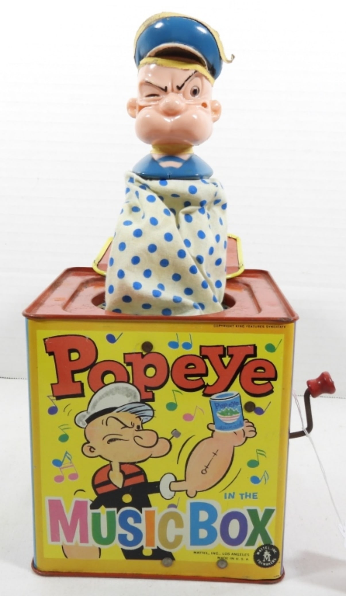 1960s MATTEL POPEYE in the MUSIC BOX: WORKING CONDITION - SHOWS LIGHT WEAR