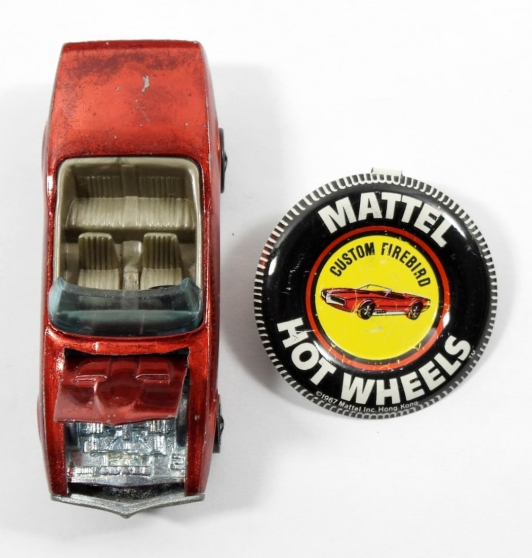 67 HOT WHEELS RED LINE CUSTOM FIREBIRD: INCLUDES ORIGINAL TIN BADGE