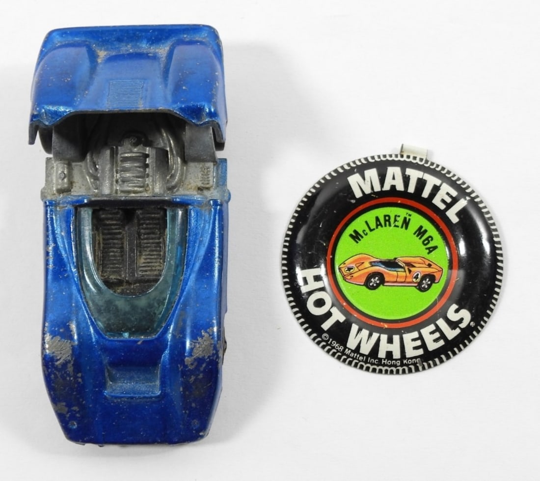 1968 HOT WHEELS REDLINE McLAREN M6A: INCLUDES ORIGINAL TIN BADGE