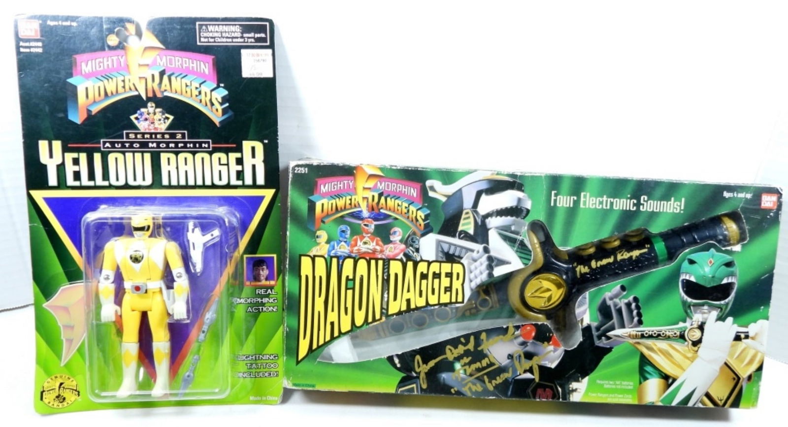POWER RANGER DRAGON DAGGER & MORE: POWER RANGER DRAGON DAGGER SIGNED (SIGNATURE NOT VERIFIED) IN BOX AND SERIES 2 AUTO MORPHIN YELLOW RANGER NEW IN BOX