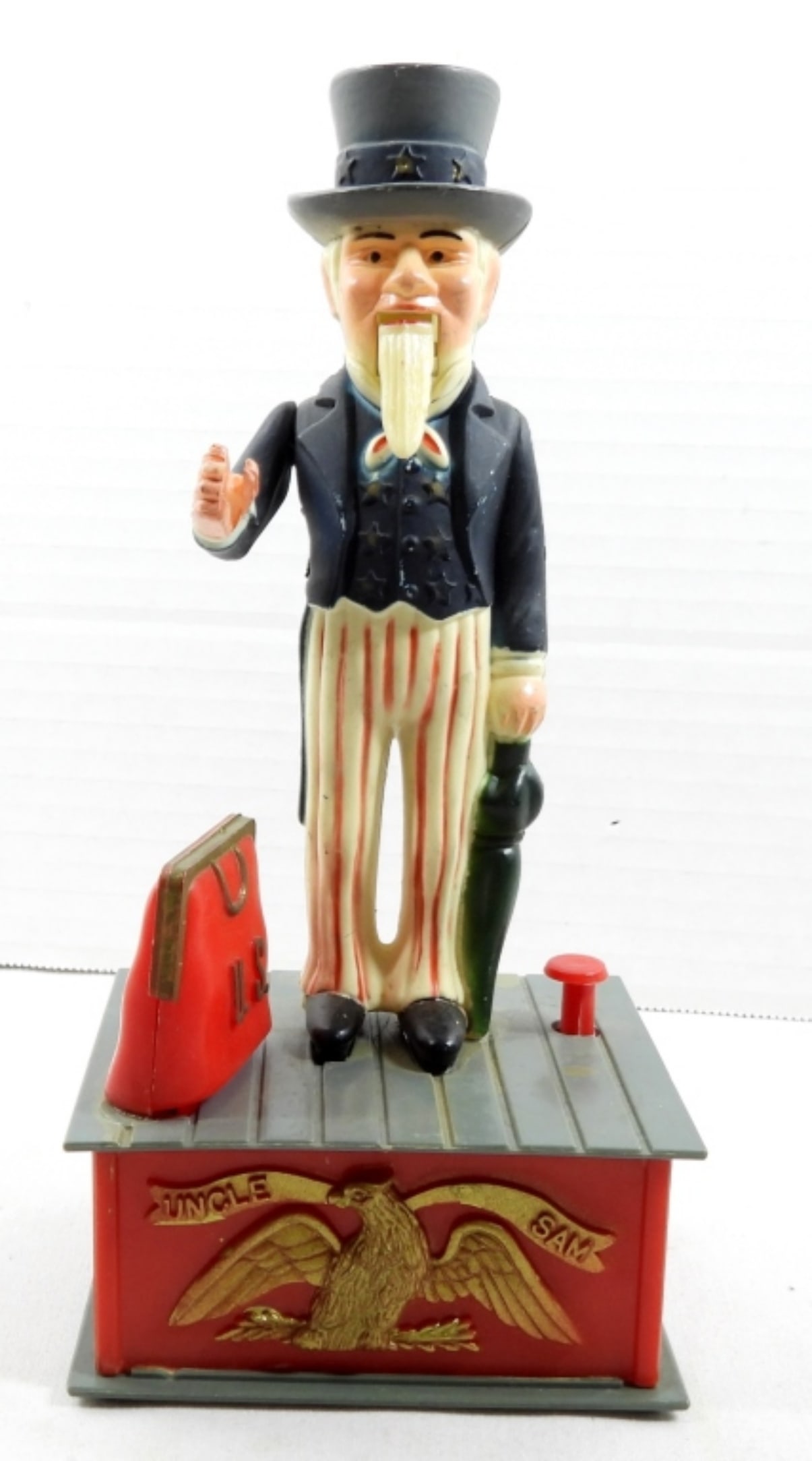 PLASTIC UNCLE SAM MECHAINCAL BANK: WORKING CONDIITON