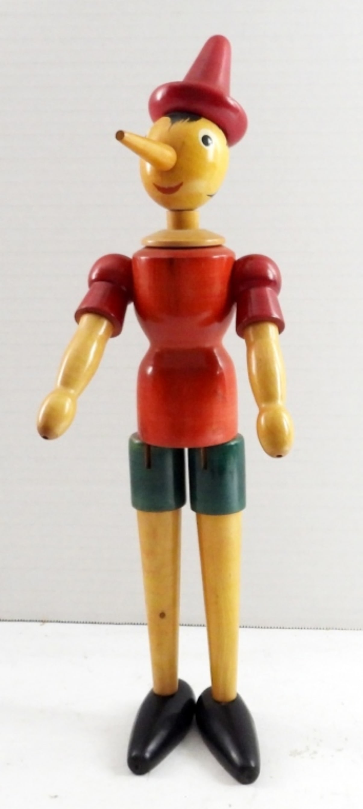 WOODEN PINOCCHIO VINTAGE DOLL: 15 1/2in LONG EXCELLENT CONDITION