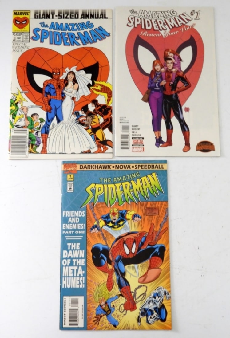 BRONZE MARVEL SPIDER-MAN ANNUAL #21 & MORE: BRONZE MARVEL SPIDER-MAN GIANT SIZE ANNUAL # 21 SPECIAL WEDDING ISSUE, MODERN THE AMAZING SPIDER-MAN #1 JAN , FRIENDS AND ENEMIES, SPIDER-MAN #1 RENEW YOUR VOWS. BONUS DIGITAL EDITION (VG)