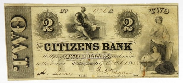 CITIZEN BANK WASHINTON DC $2 OBSOLETE
