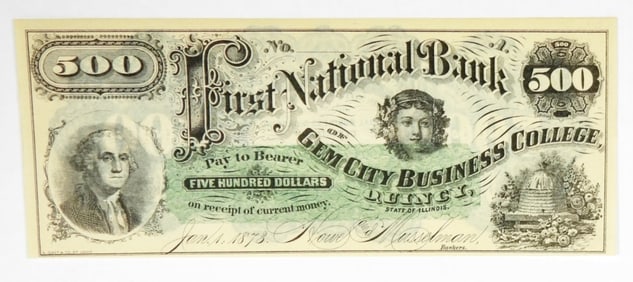 GEM CITY BUSINESS COLLEGE $500 NOTE
