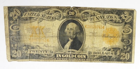 1922 $20 U.S. GOLD CERTIFICATE NOTE