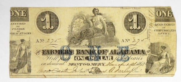 1862 FARMERS BANK, MONTGOMERY, AL $1