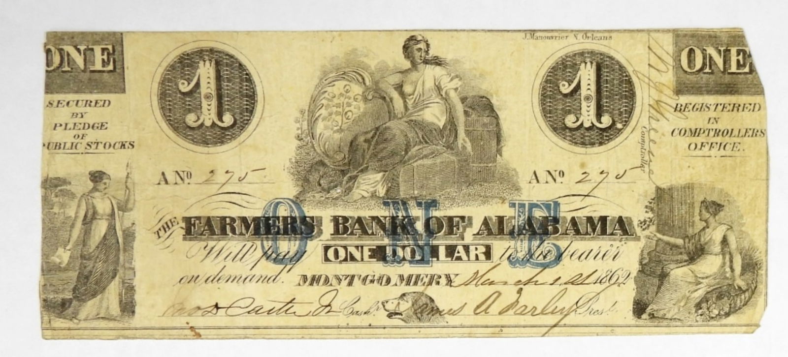 1862 FARMERS BANK, MONTGOMERY, AL $1 (1 of 2)