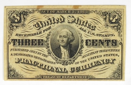 1863 3c FRACTIONAL CURRENCY (3RD ISSUE)