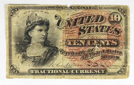 1863 10c FRACTIONAL CURRENCY (4TH ISSUE)