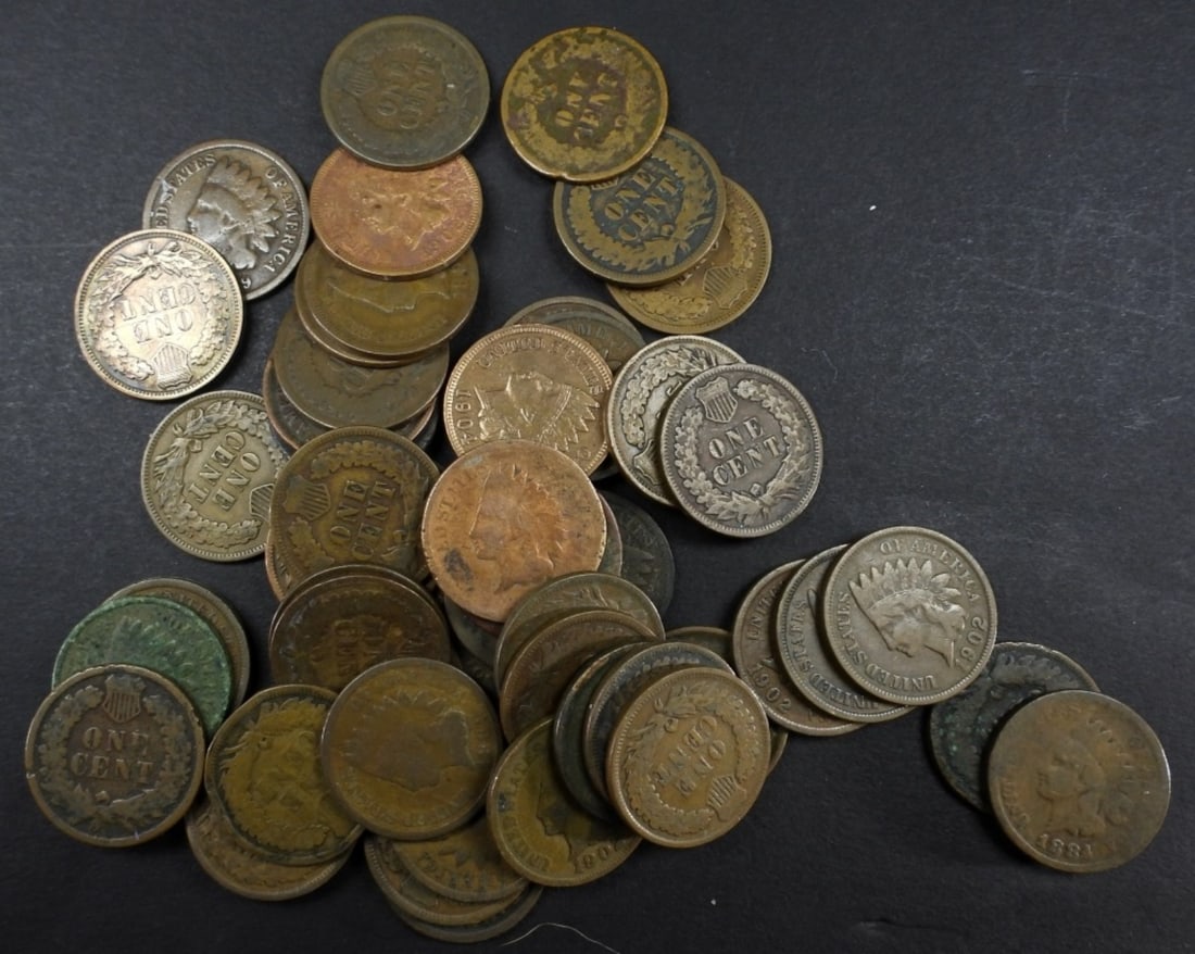 50 INDIAN HEAD CENTS MIXED LOT (1 of 2)