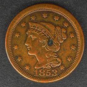 1853 BRAIDED HAIR LARGE CENT