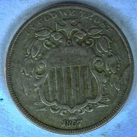 1867 SHIELD NICKEL FIVE CENT PIECE