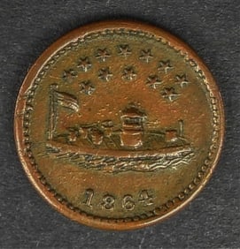 1864 CIVIL WAR TOKEN IRONCLAD MONITOR
