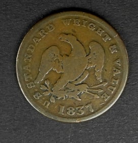 1837 HARD TIME TOKEN - HALF CENT WORTH